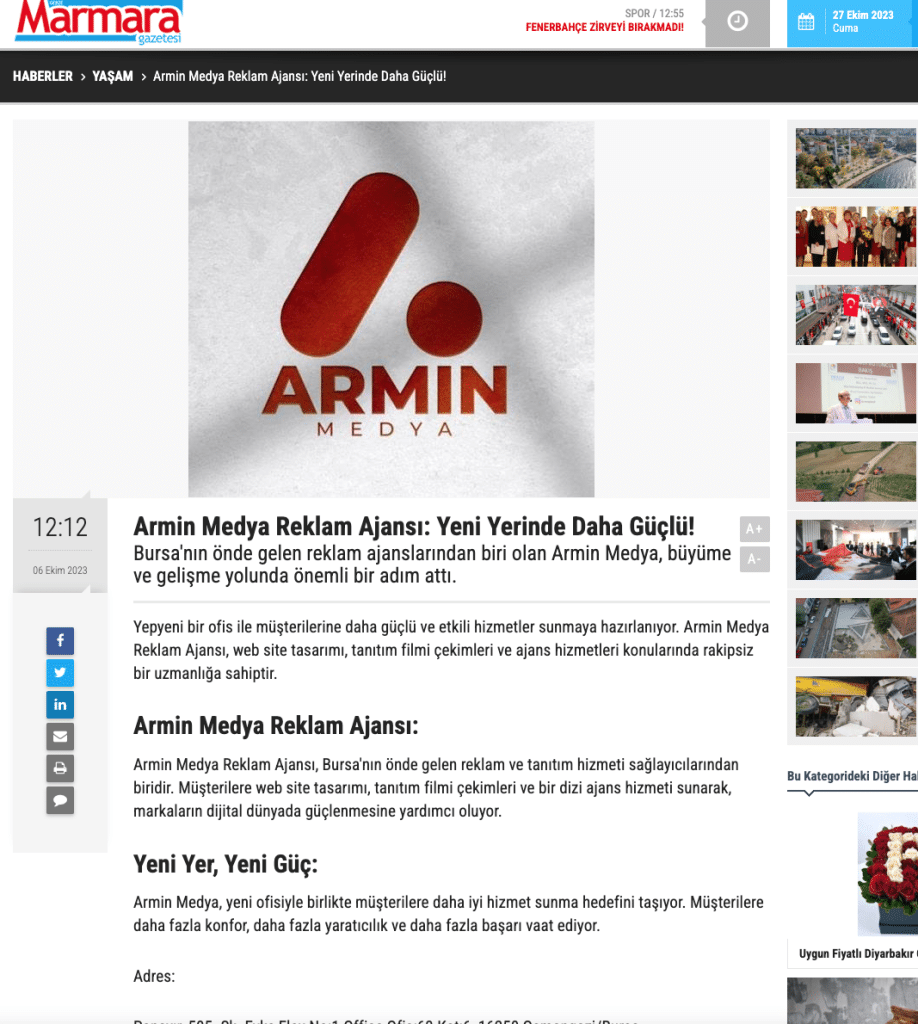 Armin Medya Prodüksiyon Bursa Haberler Basında haber 2